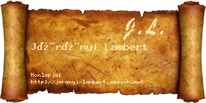 Járányi Lambert névjegykártya